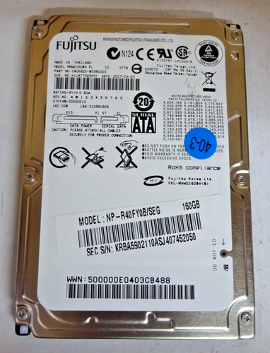 Fujitsu 160gb mhw2160bh - 160gb, *mhw2160bh
